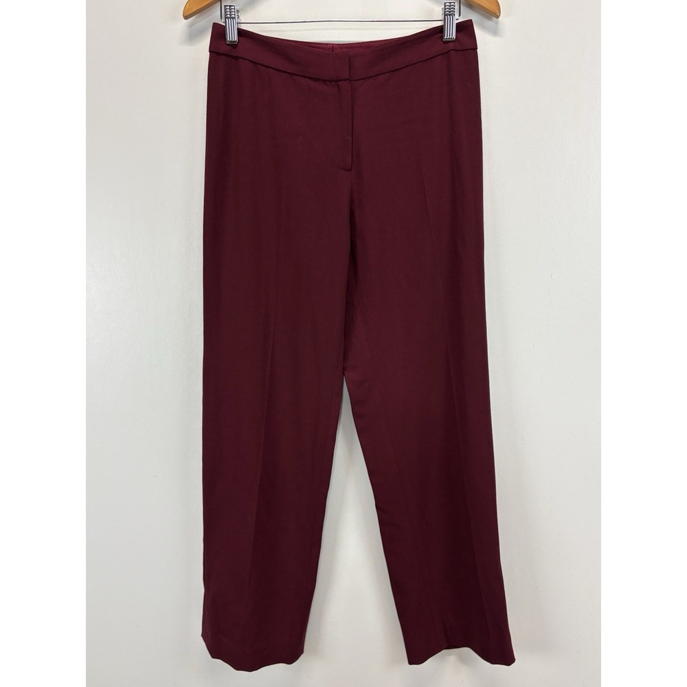 St John Collection Virgin Wool Pants Women's 8 (29x30) Burgundy Straight Trouser